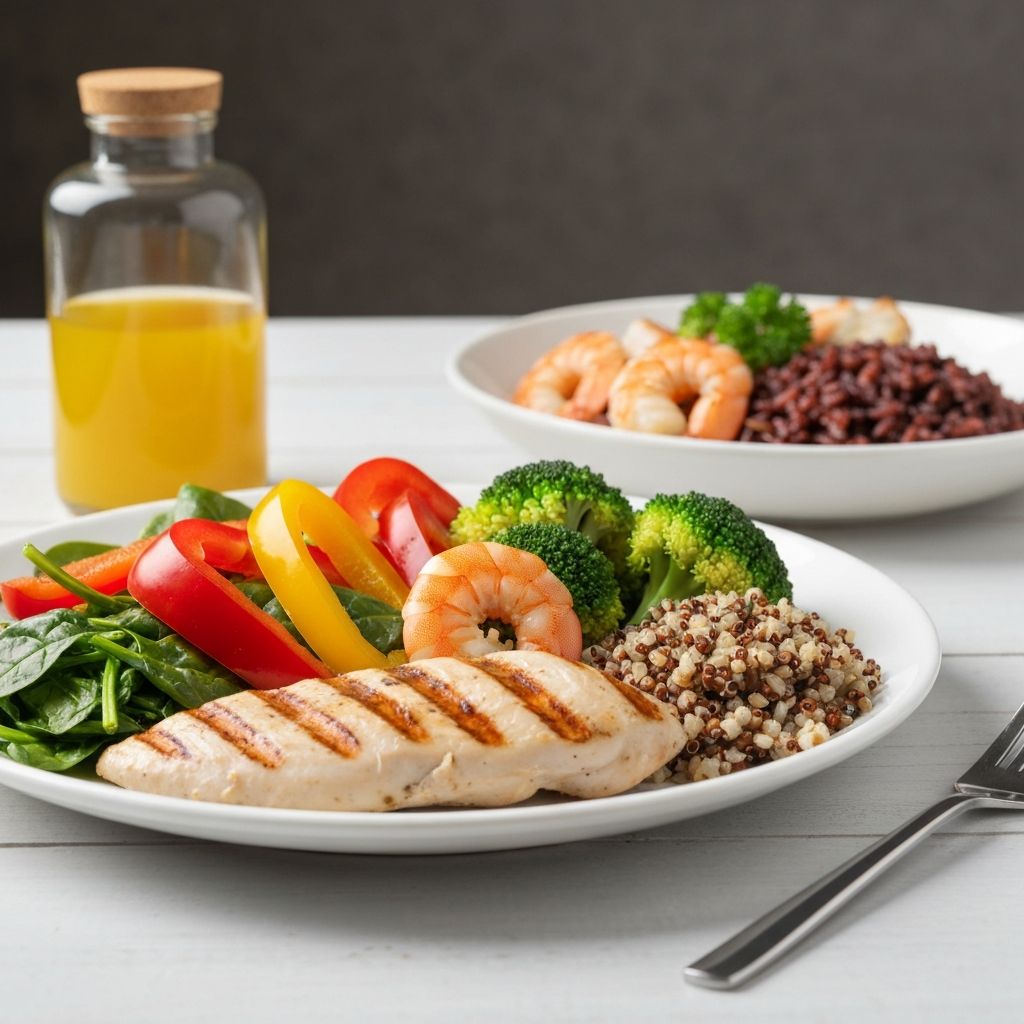 Nutritious meal with vegetables and proteins